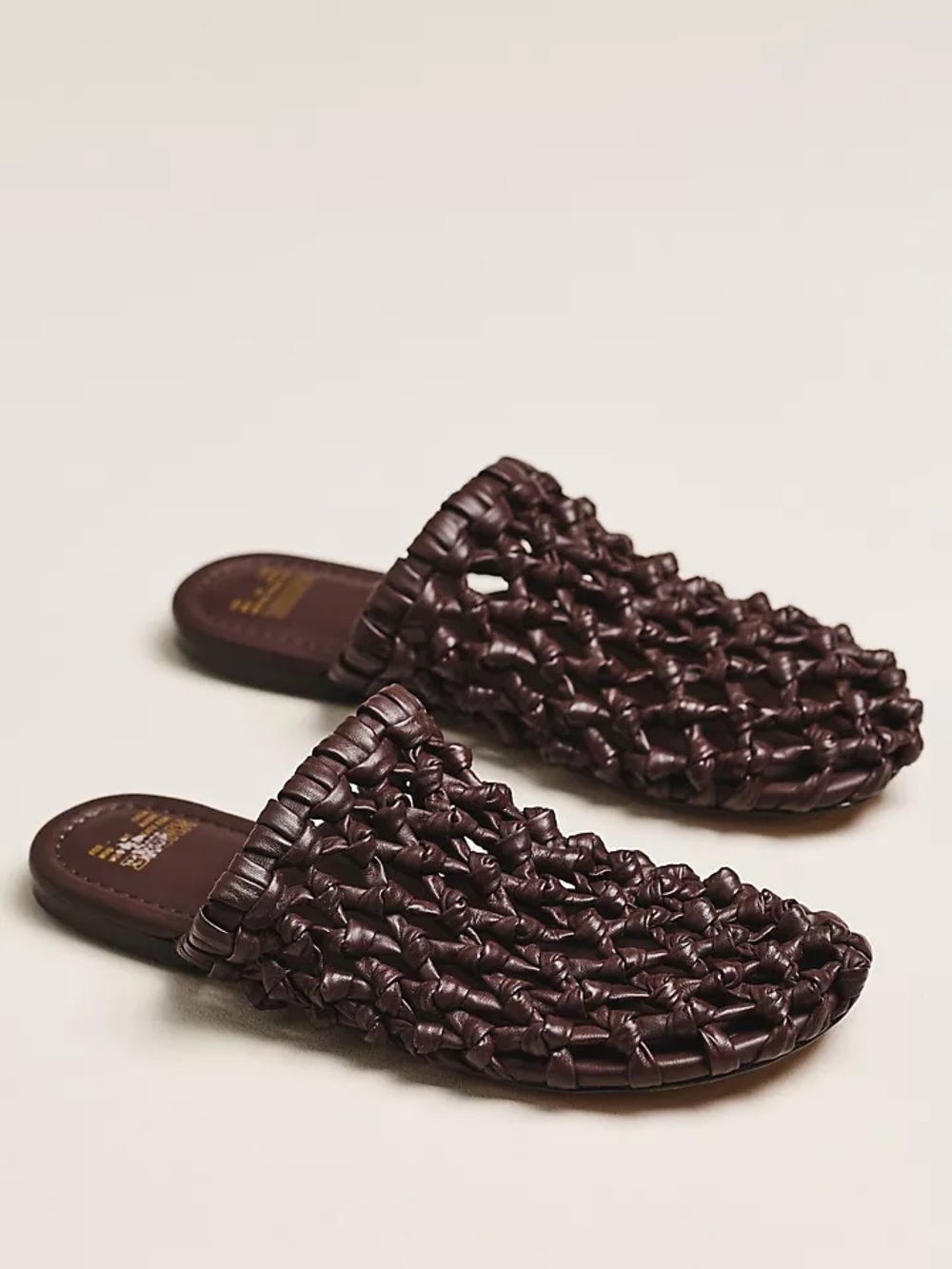 Anthropologie Bronx Ann-aya Woven Mule Flats Slip On Shoes Women's Brown Sz 41